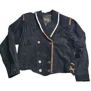 Scully Black Suede Western Fringe Jacket Women's 10